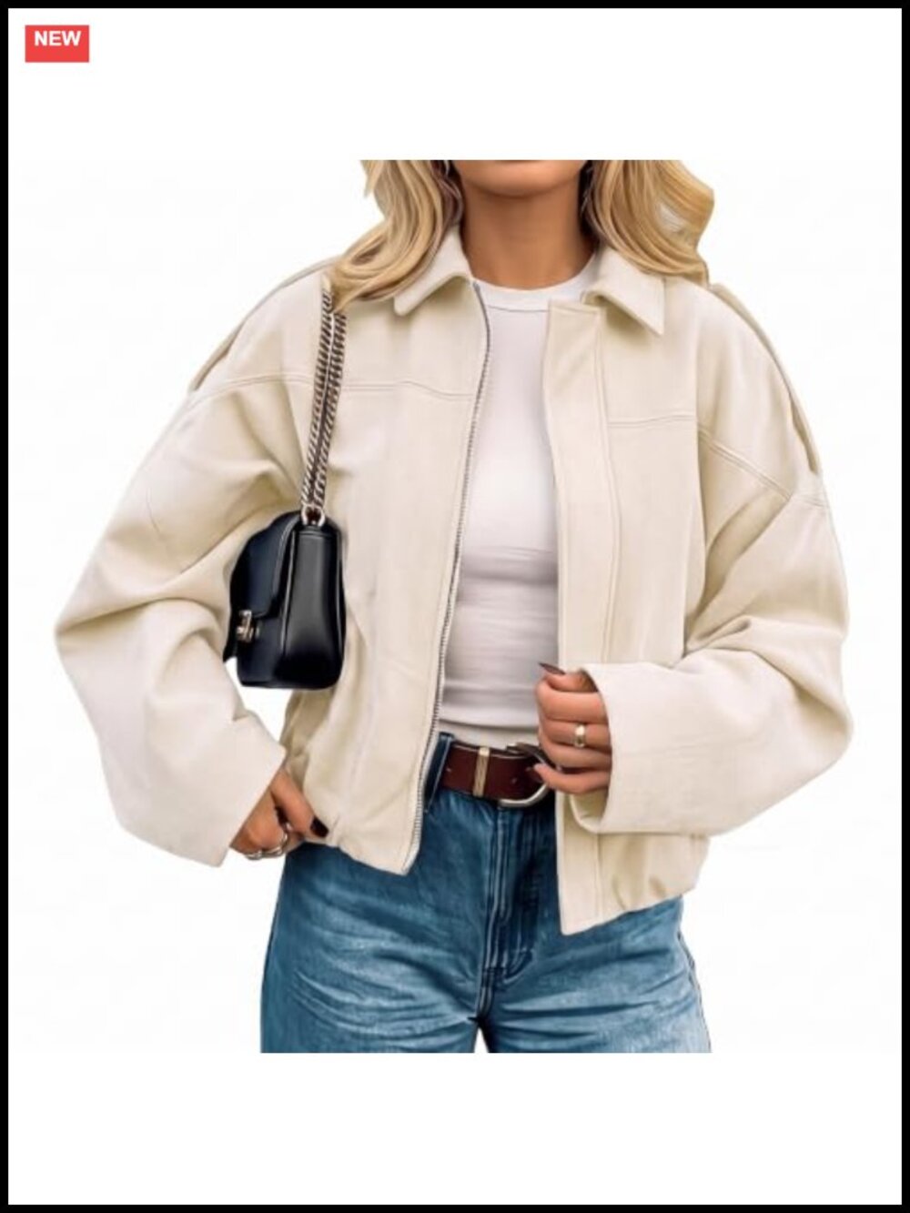 Faux Suede Cropped Jacket Open Front Casual Fall Coat